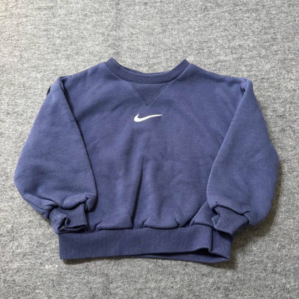 Nike Kids Crewneck Sweatshirt Navy Center Embroidered Swoosh Size 2T M188-U90